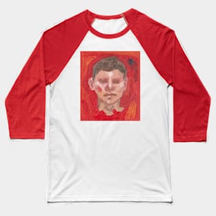 Red Portrait - This is Fine - Oil Painting Baseball T-Shirt